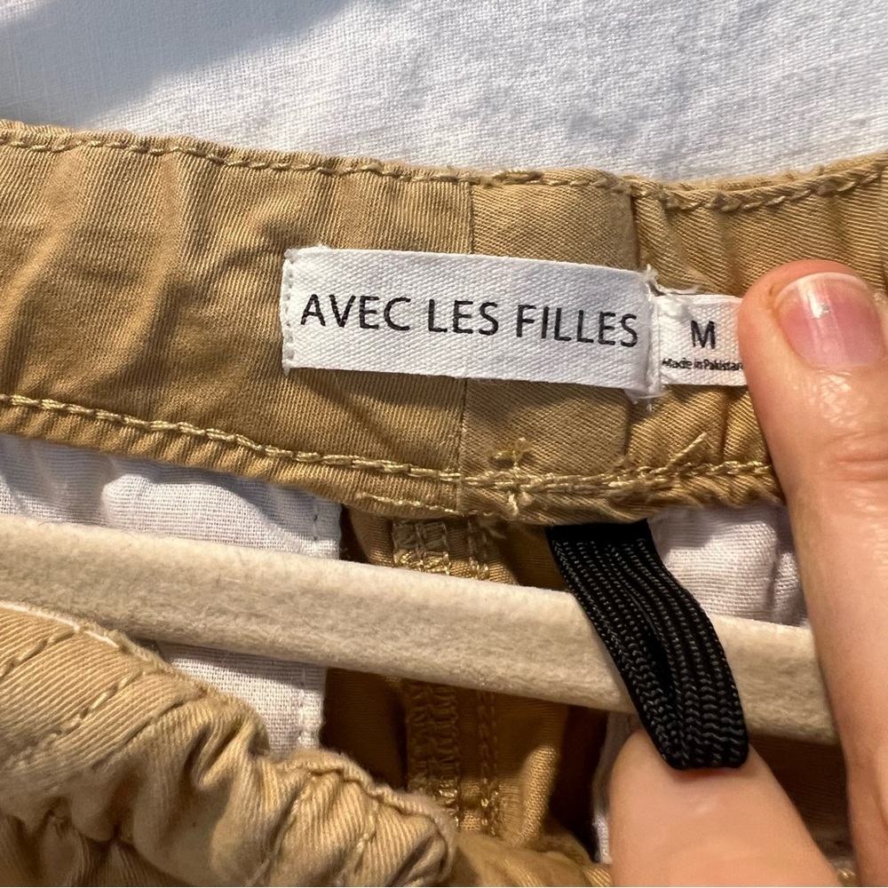 Anthropologie Avec Les‎ Filles Pants Medium Biege Elastic Waist Wide Leg Cargo - Picture 6 of 12